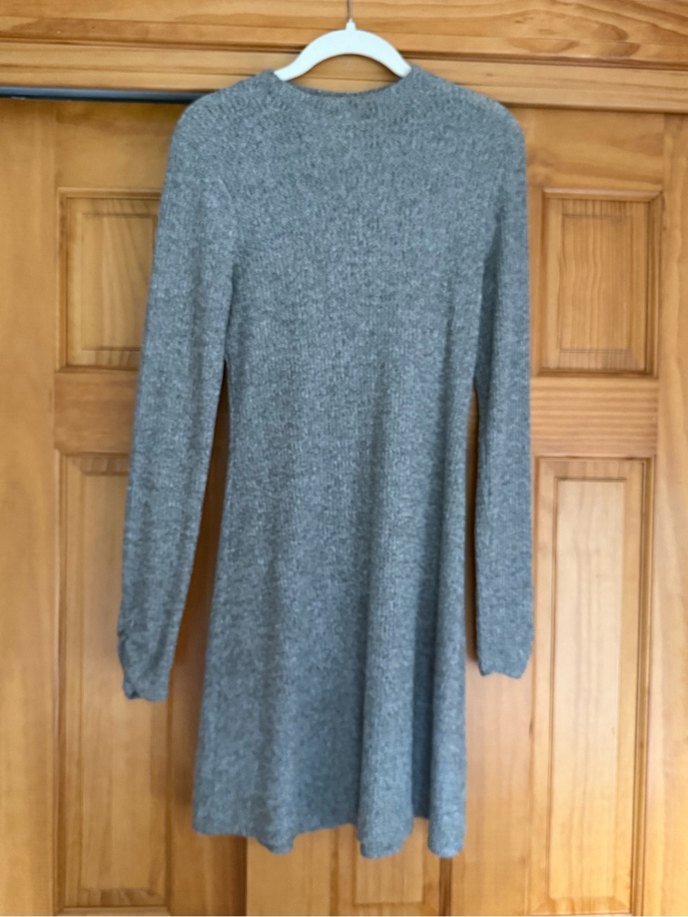 Hollister Gray Knit Long-Sleeve A-Line Dress